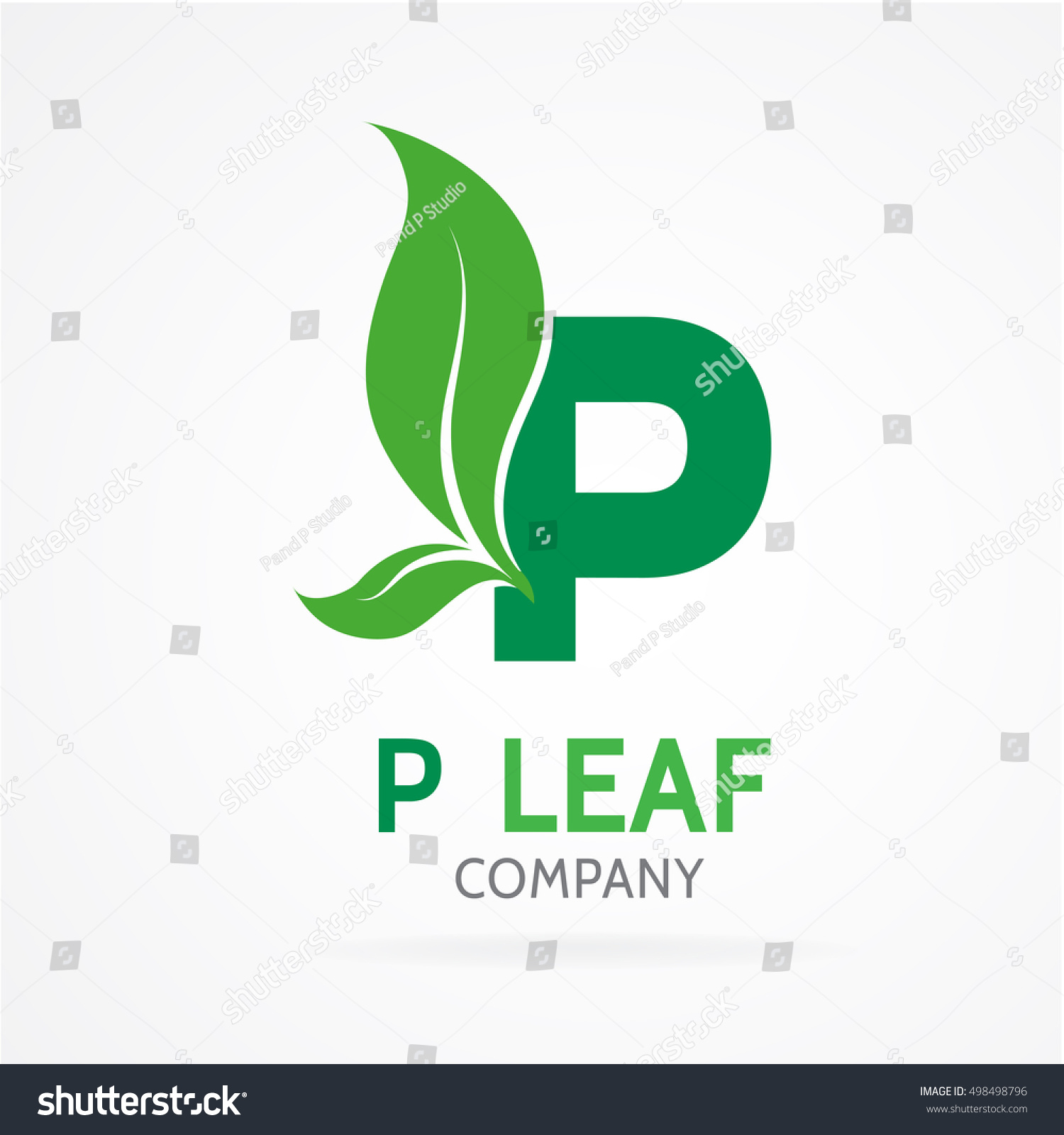 P Letter Logo With Green Leaves Vector Design Royalty Free Stock Vector Avopix Com