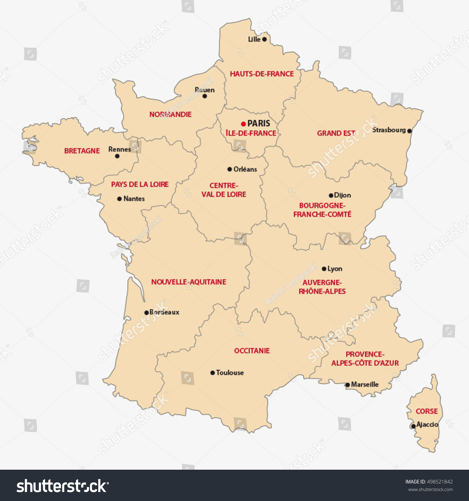 Administrative map of the 13 regions of france - Royalty Free Stock ...