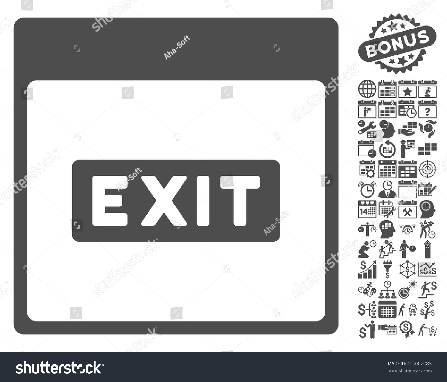 Exit Caption Calendar Page icon with bonus Royalty Free Stock Vector