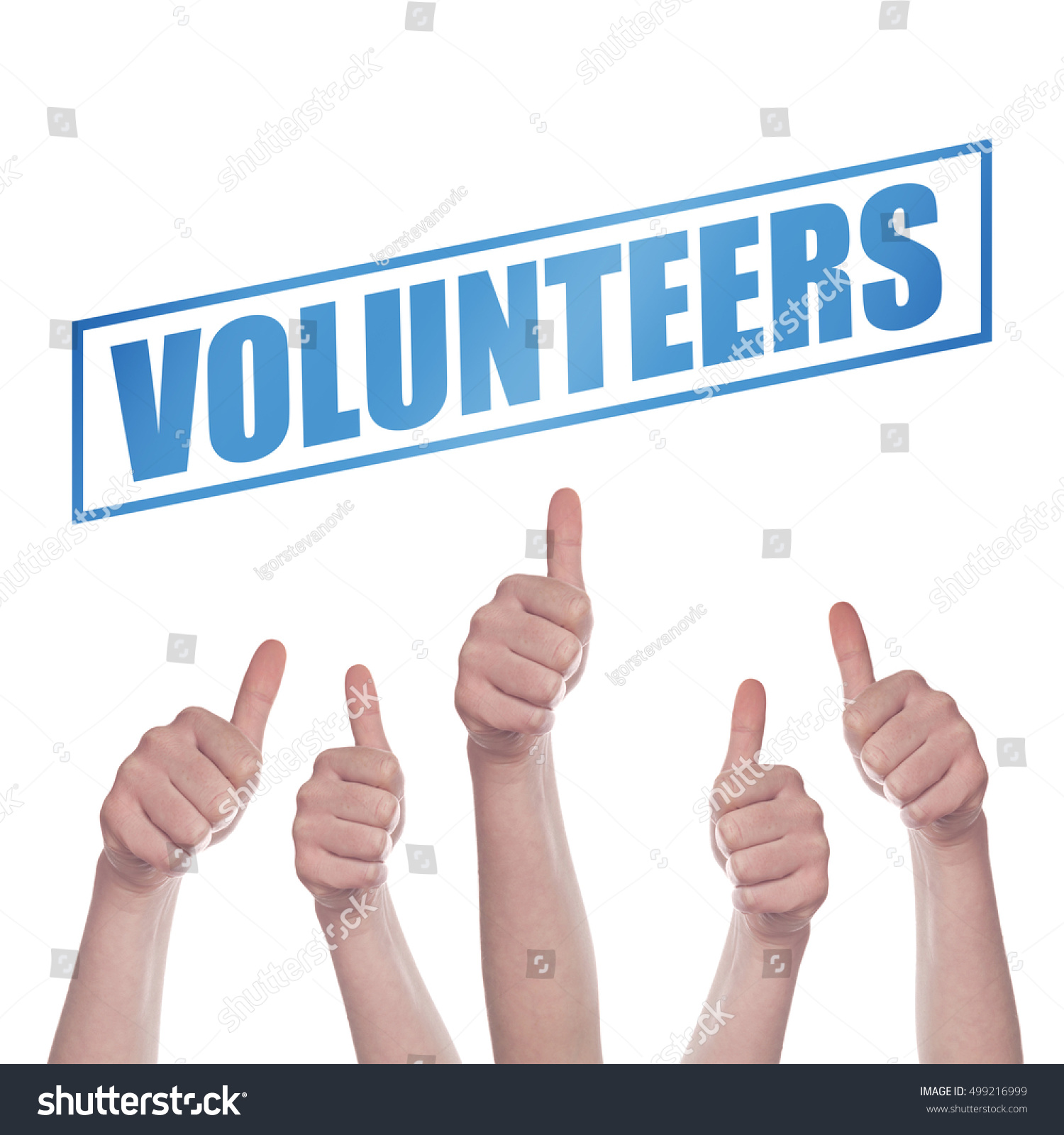 Thumbs up for volunteering concept, hands approving and supporting volunteers #499216999