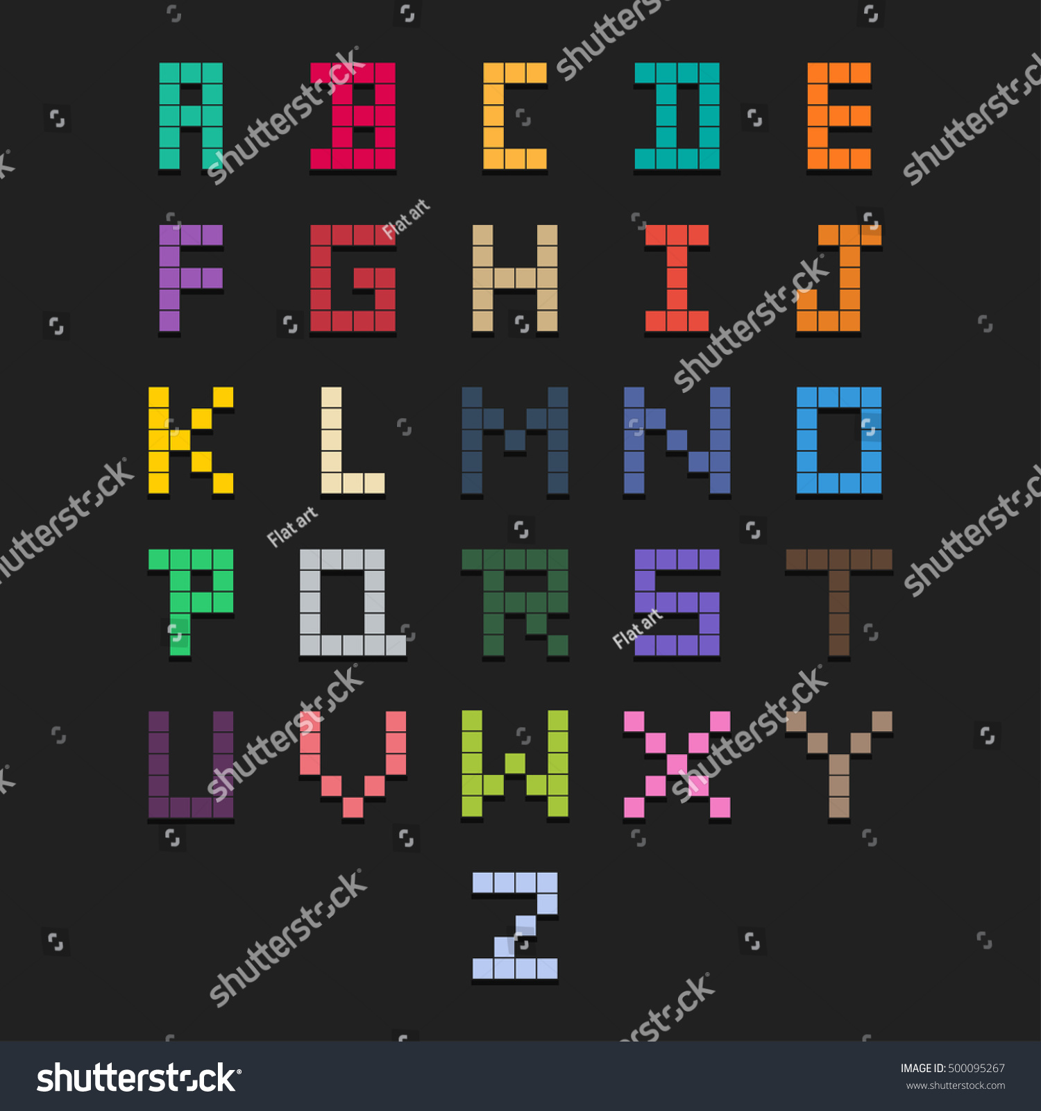 Colorful Tetris Made Alphabet ABC character design #500095267