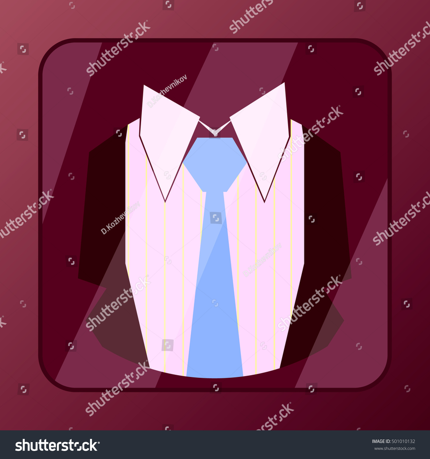 Dark Burgundy Suit Icon With Light Blue Stock Photo