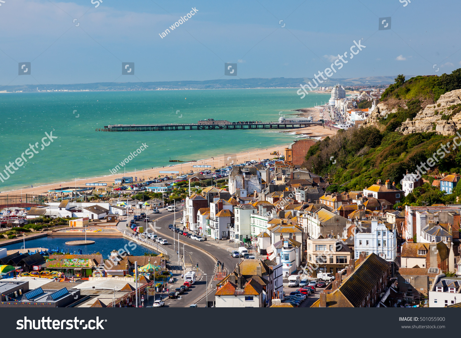 Overlooking the town of Hastings East Sussex England UK Europe #501055900