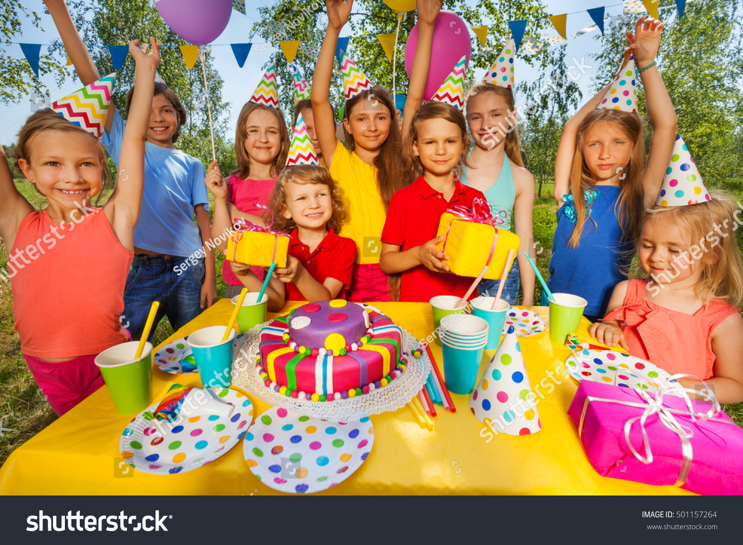 Happy smiling kids at the birthday party #501157264