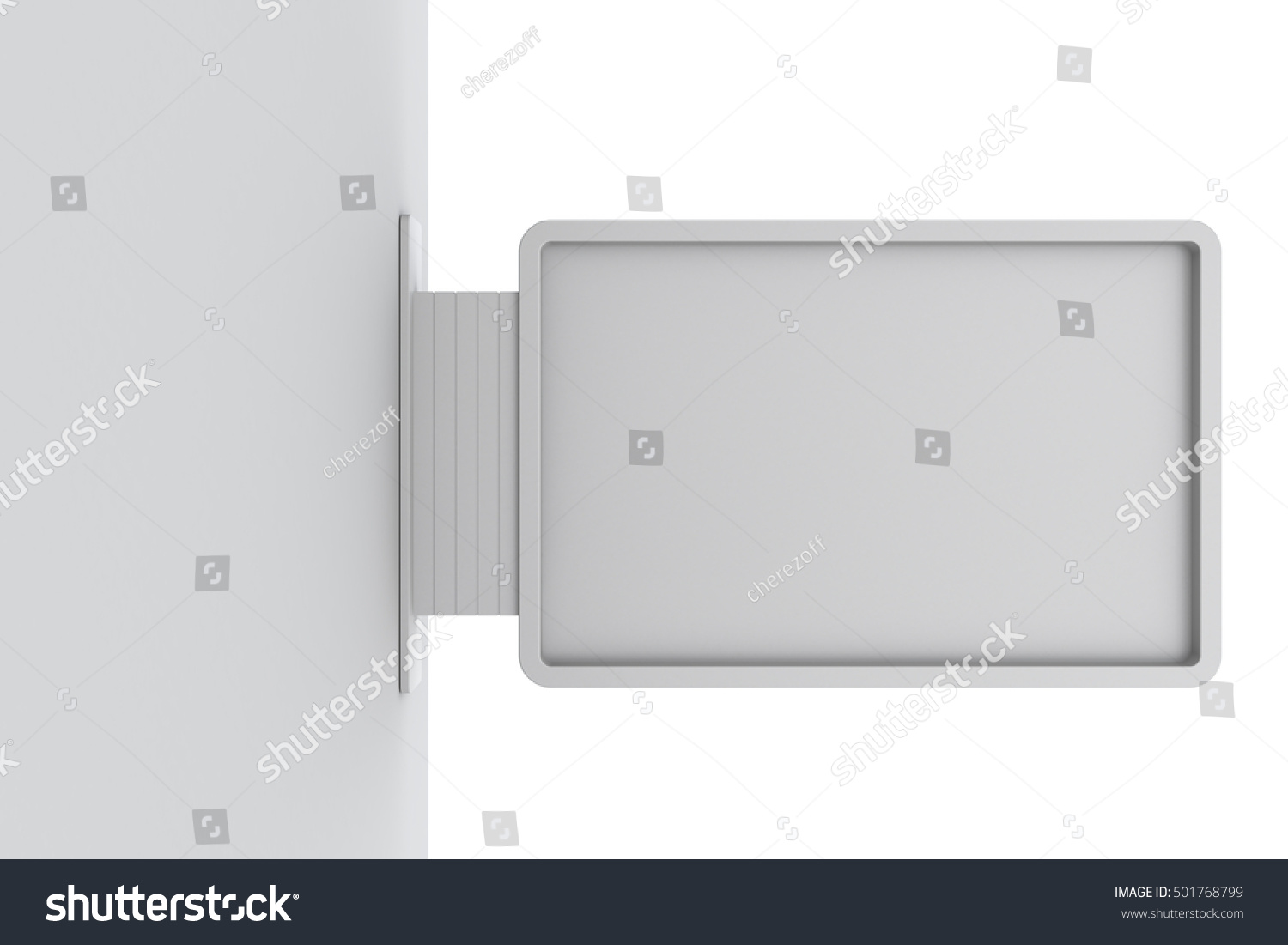 Signboard on wall. Isolated on white background. 3D rendering #501768799