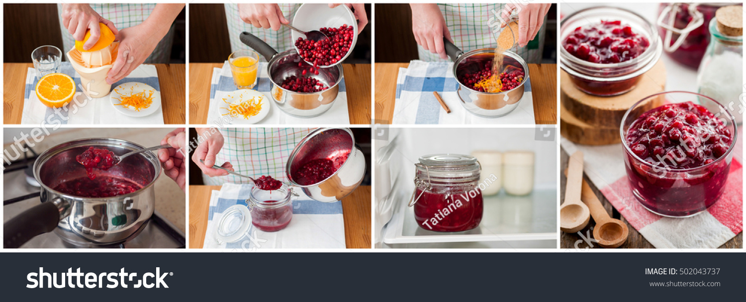 A Step by Step Collage of Making Orange and Cinnamon Cranberry Sauce #502043737