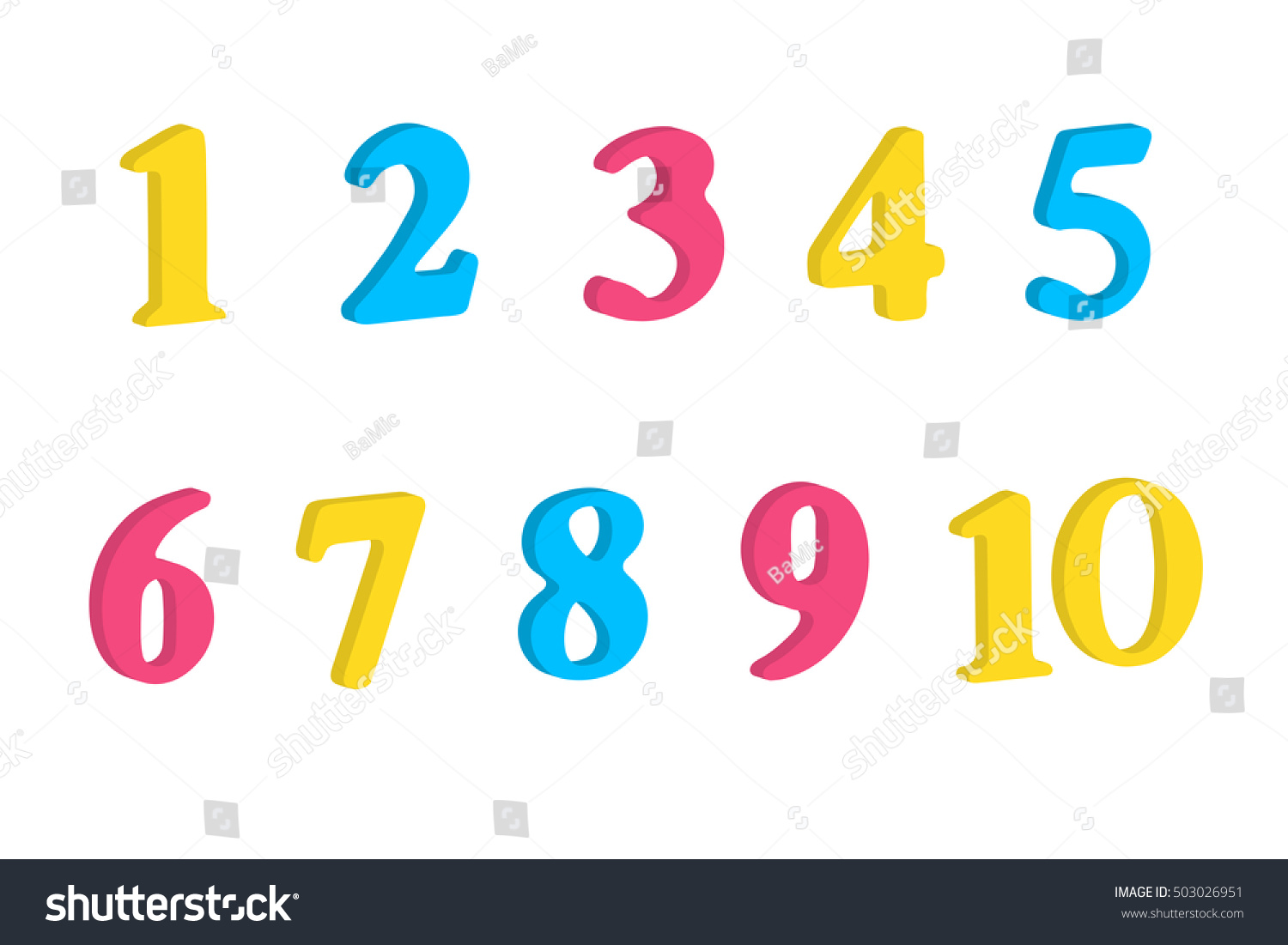 1-10 number set. colorful illustration isolated on white background #503026951