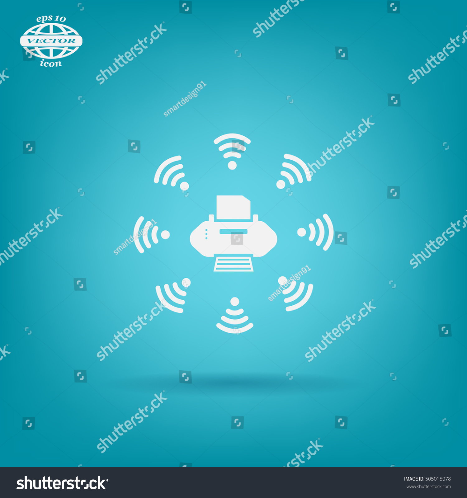 Printer with wi-fi connection, vector icon #505015078