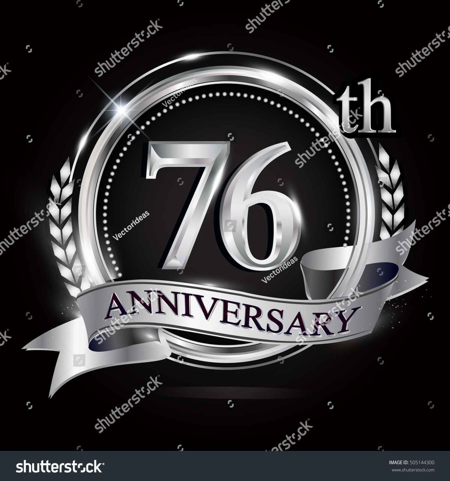 Celebrating 76th anniversary logo, with silver - Royalty Free Stock ...