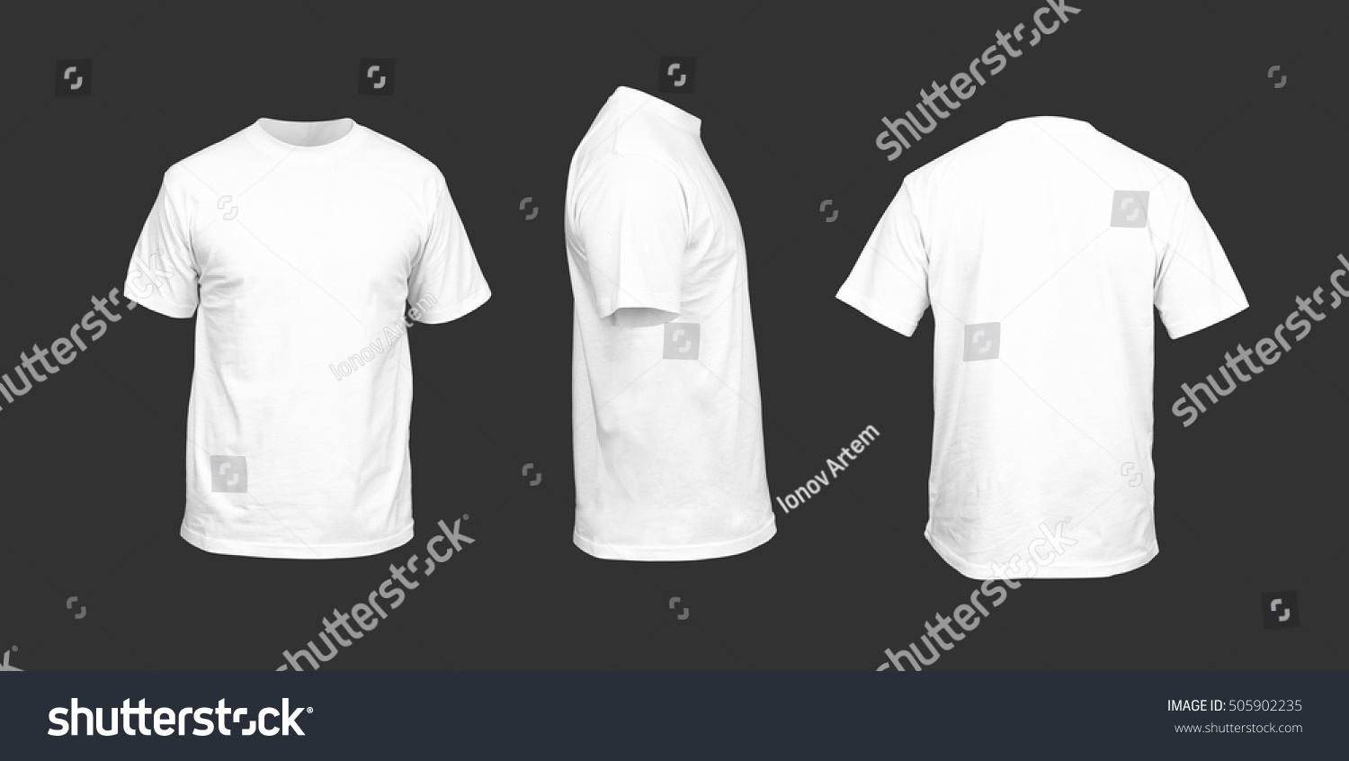 Men's t-shirt of white color against a dark background #505902235