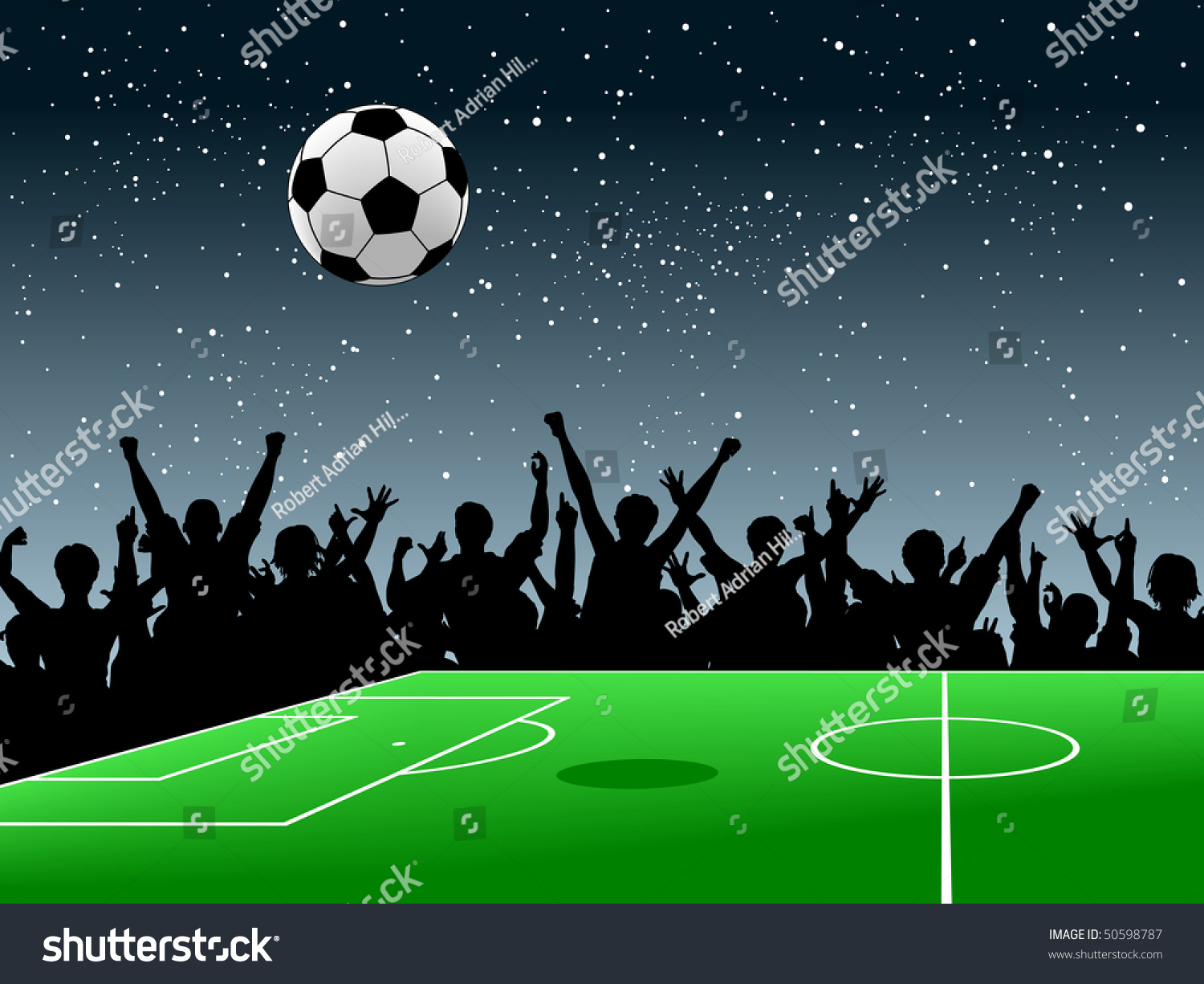 Design of a crowd around a football pitch at night #50598787