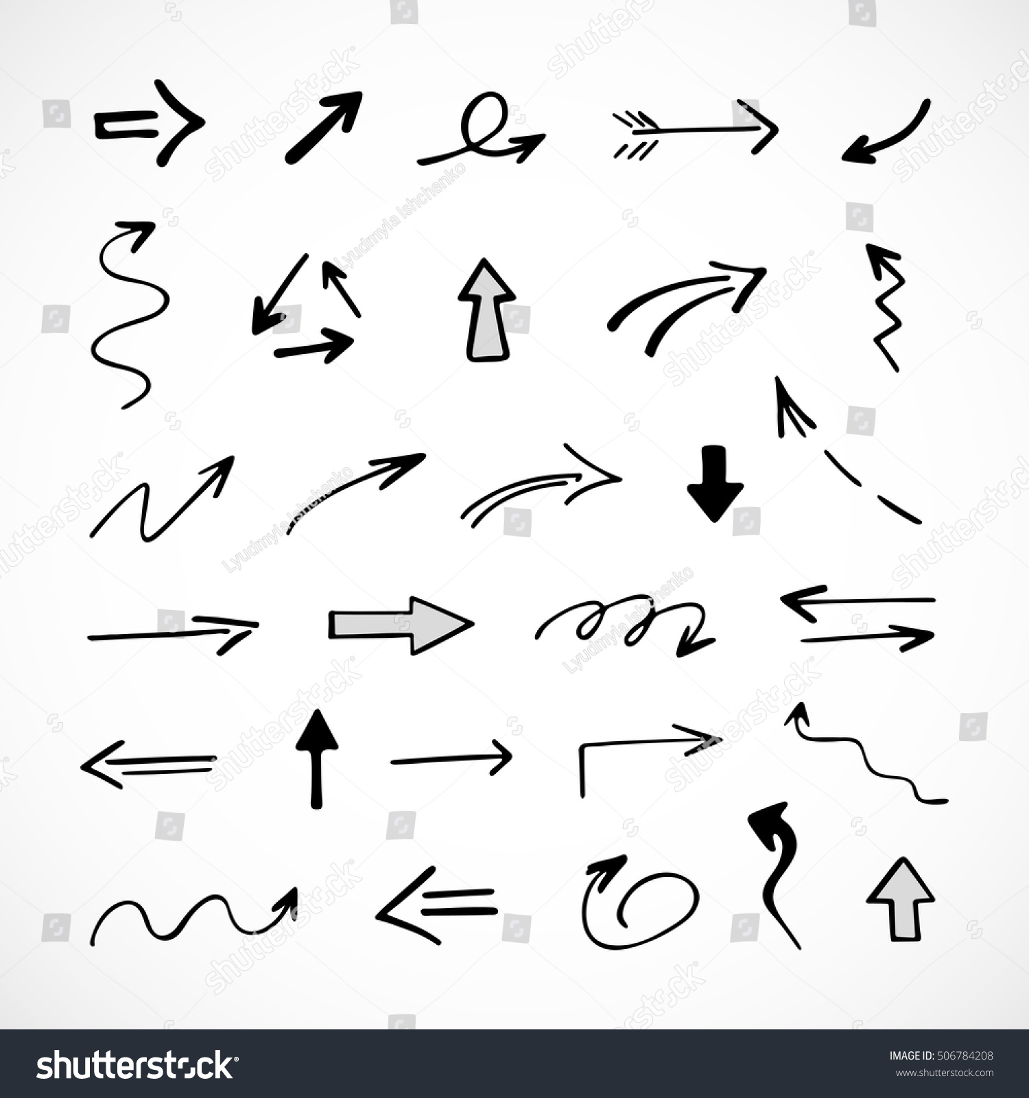 hand-drawn arrows, vector set #506784208