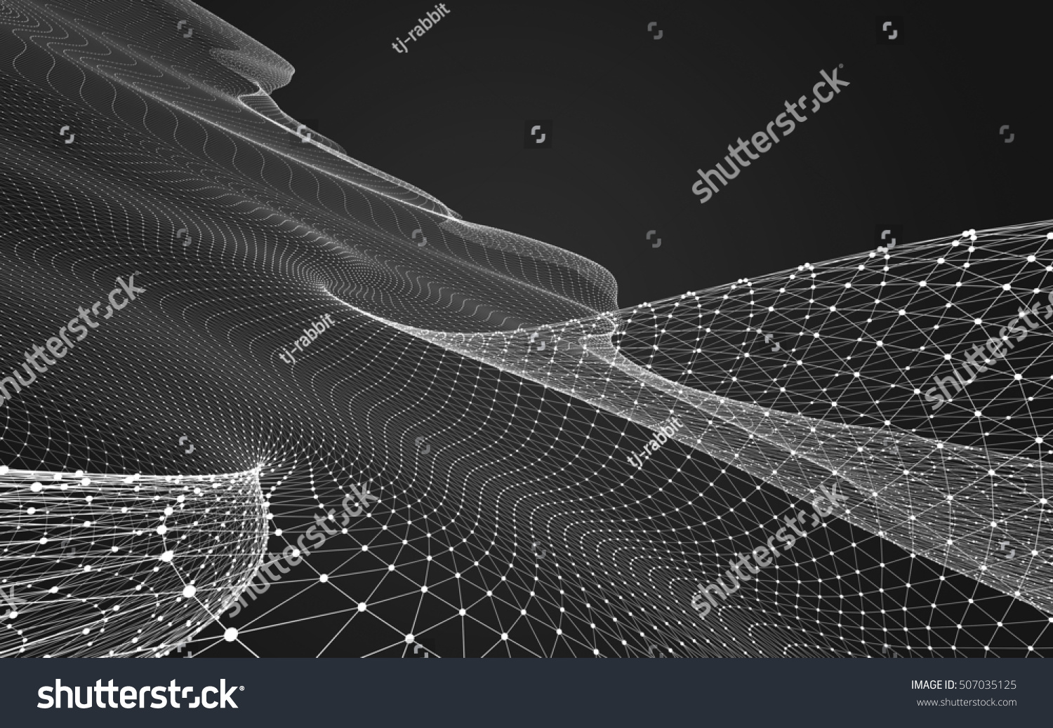 Abstract polygonal space low poly dark background with connecting dots and lines. Connection structure. 3d rendering #507035125