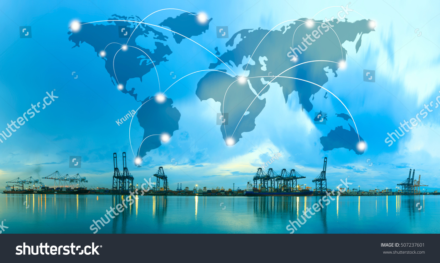 Map global logistics partnership connection of Container Cargo freight ship for Logistics Import Export background, Global logistics network transportation maritime shipping #507237601