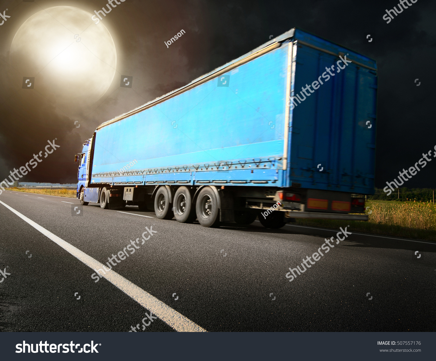The truck driving towards sunset #507557176