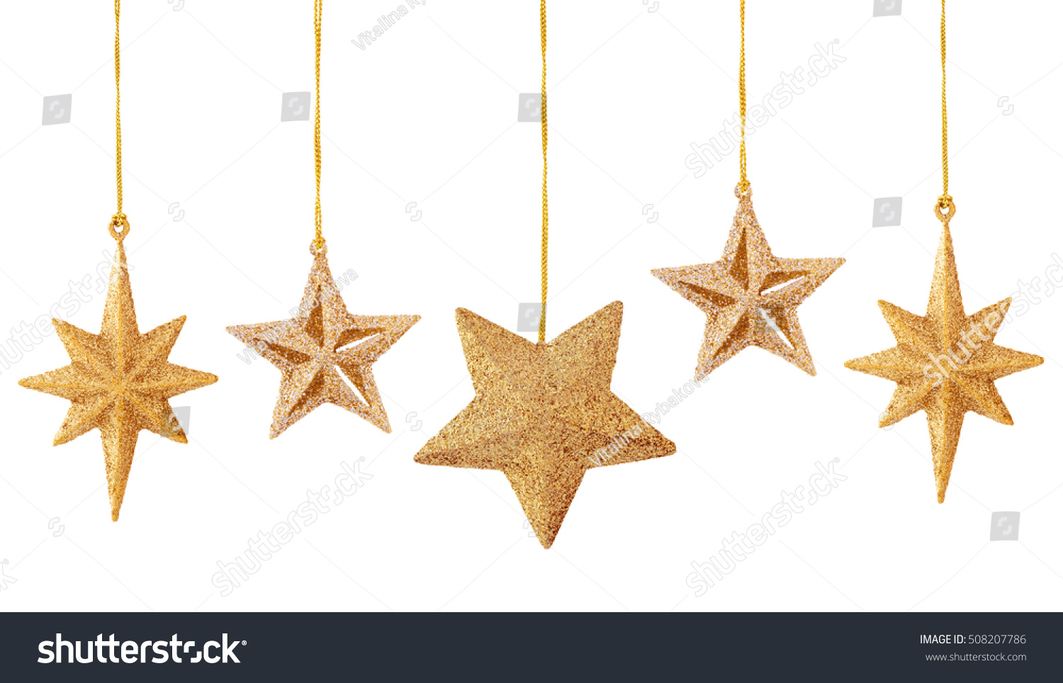 Set of gold stars isolated on white background. #508207786