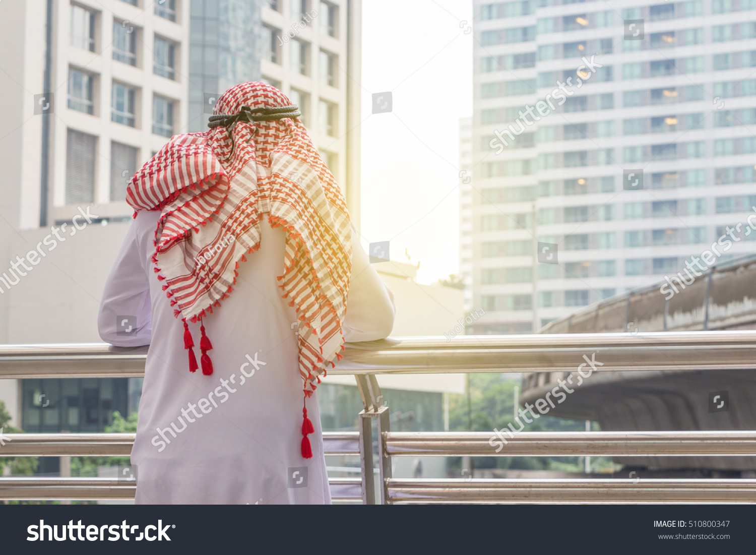 Arab businessman thinking or entrepreneur looking in the city #510800347
