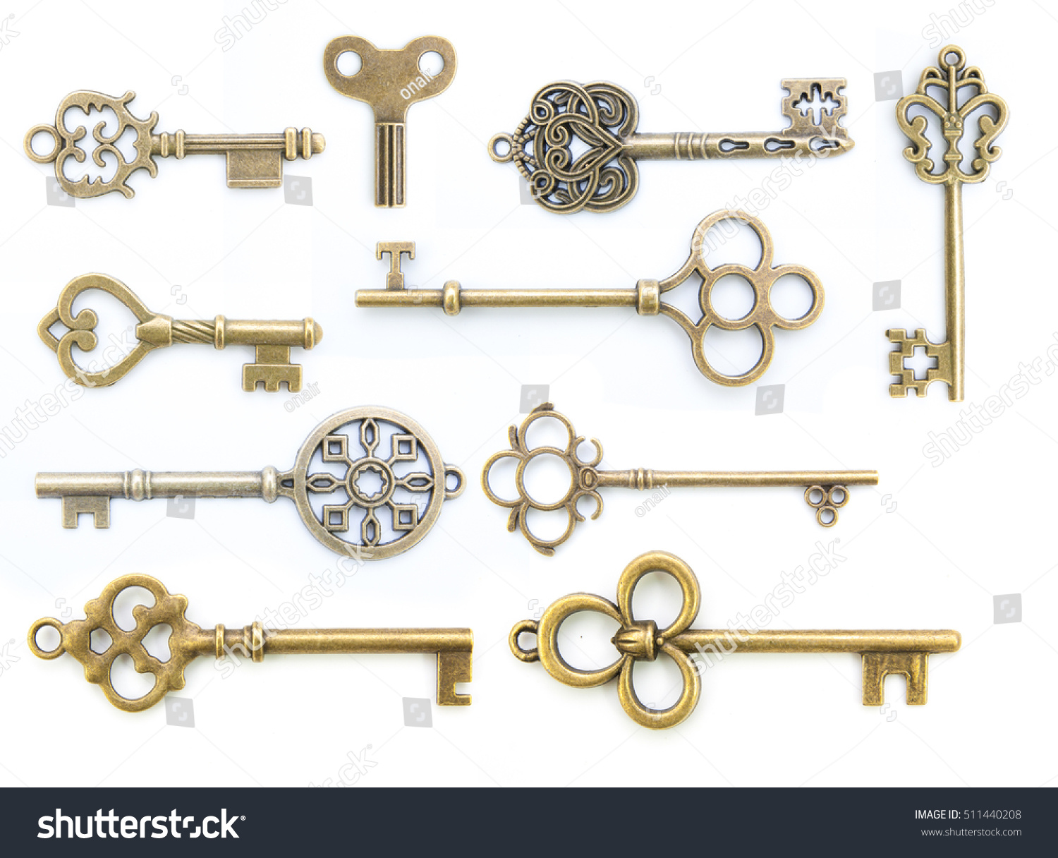 collection of  old key isolated on white background without shadow #511440208