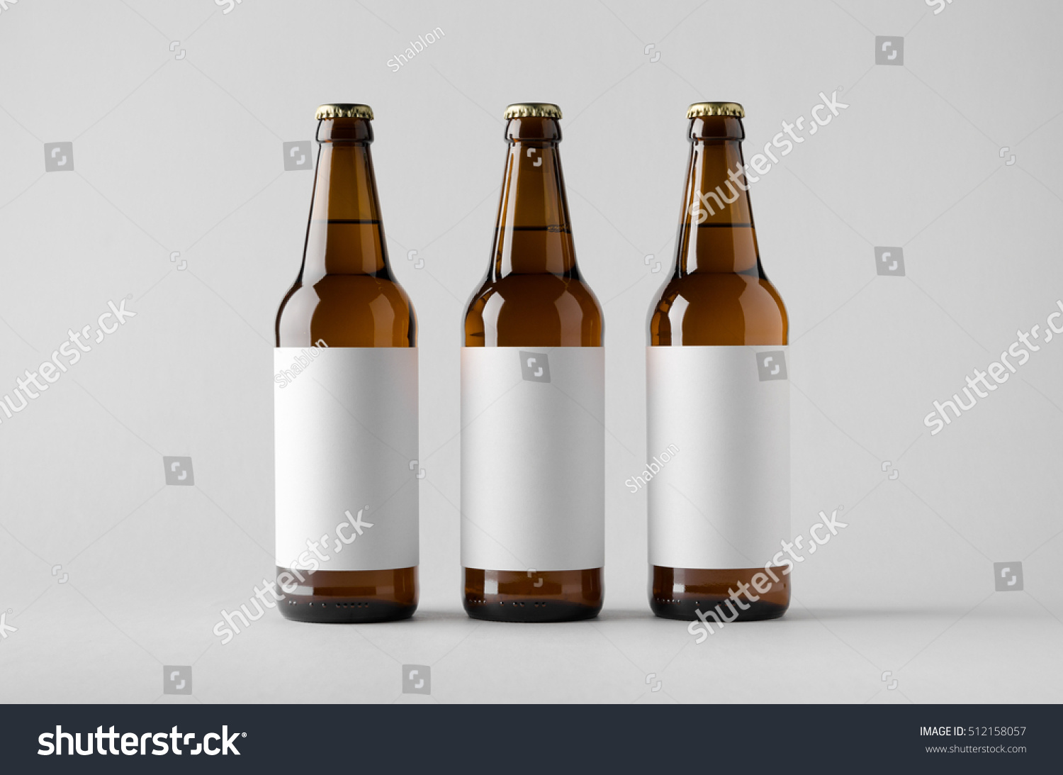 Beer Bottle Mock-Up - Three Bottles. Blank Label #512158057