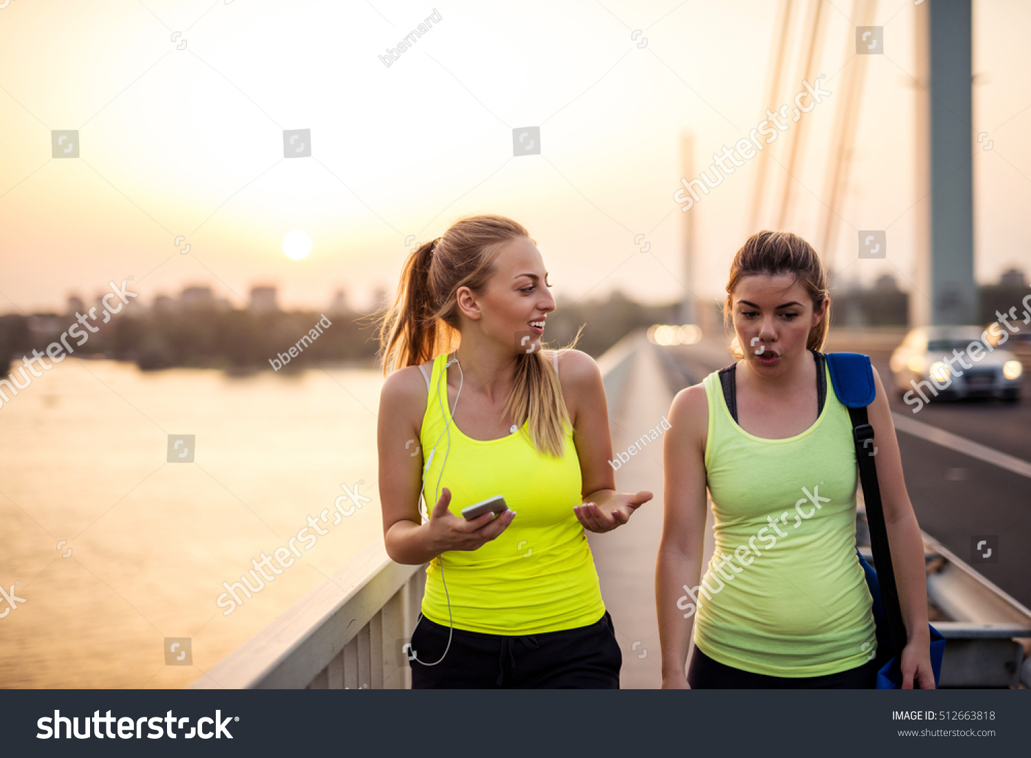 Female friends enjoying a break together outdoors. #512663818
