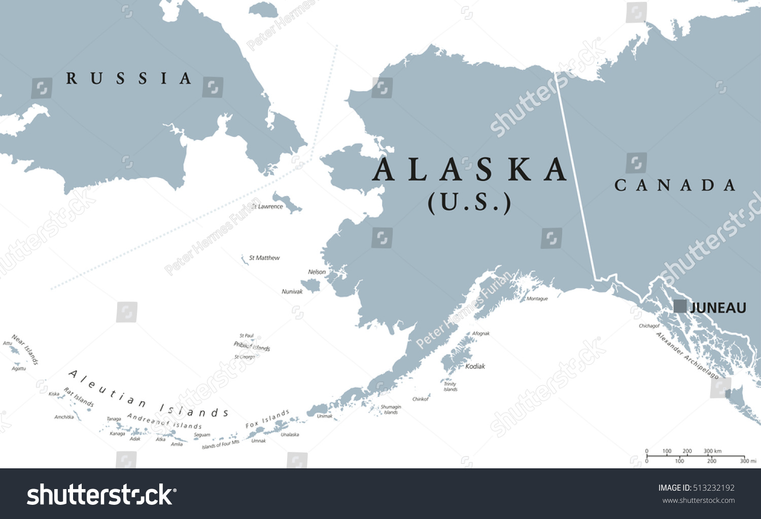 Alaska political map with capital Juneau. U.S. - Royalty Free Stock ...