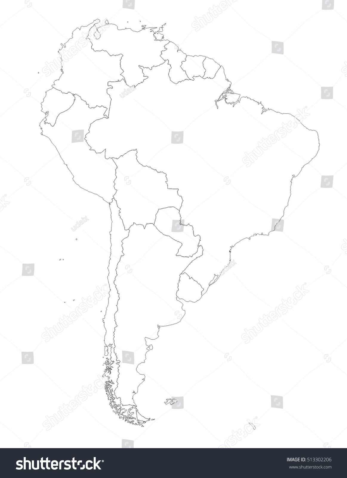 South America Political Map Line Art Royalty Free Stock Photo   Avopix 513302206 