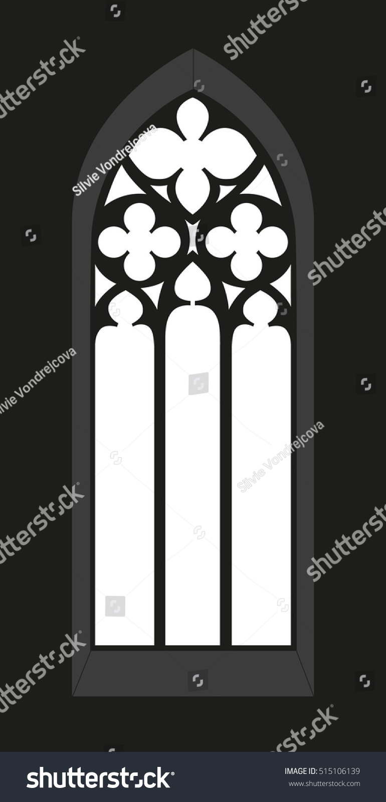 Gothic Window Silhouette Vista Vector Royalty Free Stock Vector