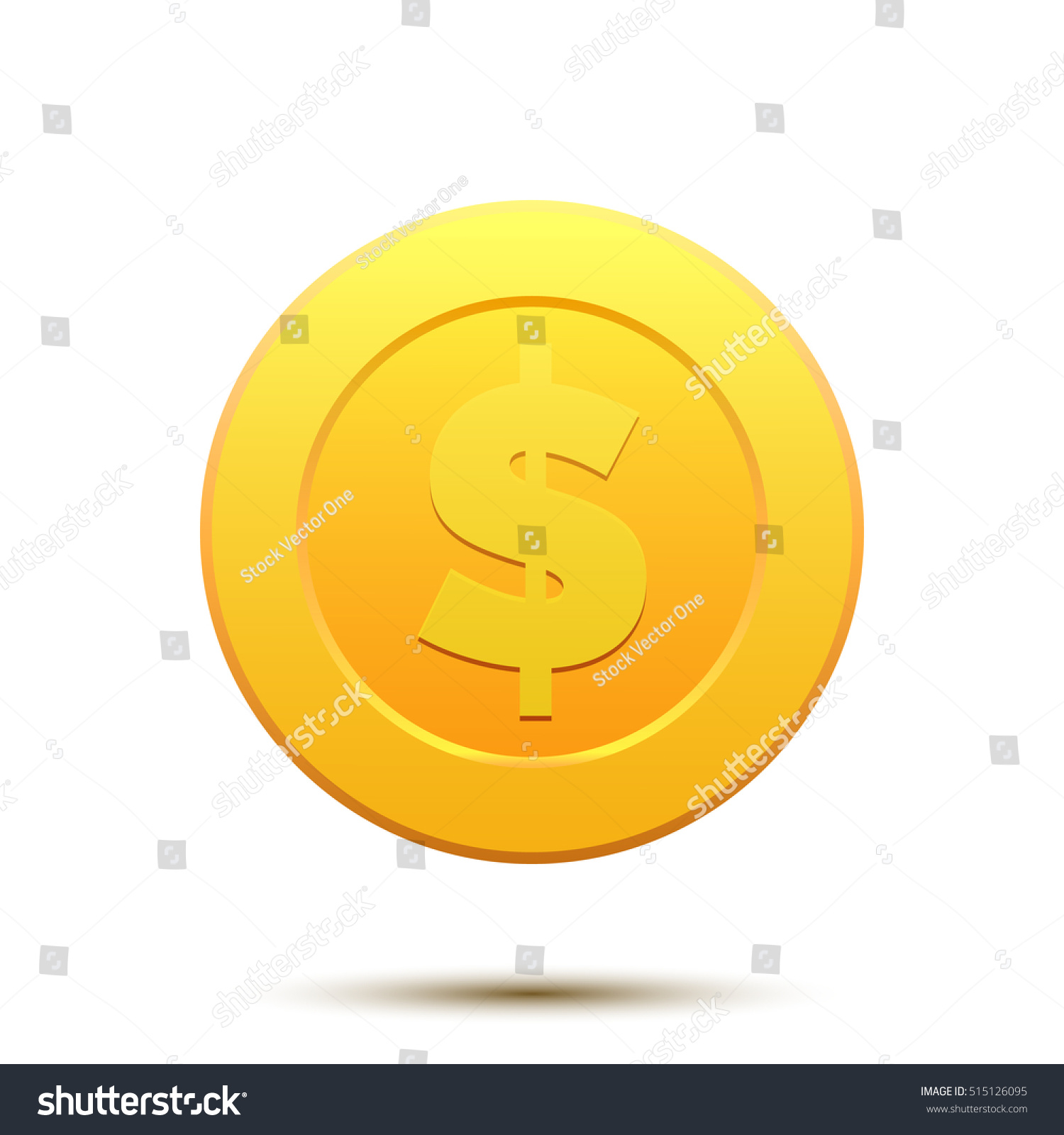 Coin with Dollar symbol. Gold cartoon coin - Royalty Free Stock Vector ...