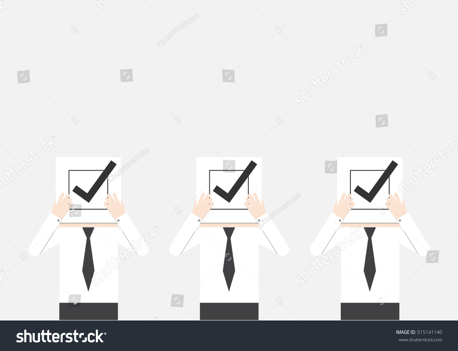businessmen holding a paper with check box sign, concept of decision making process. choosing people. select to promote. find right answer. career opportunity. unanimous conclusion. building team work #515141140