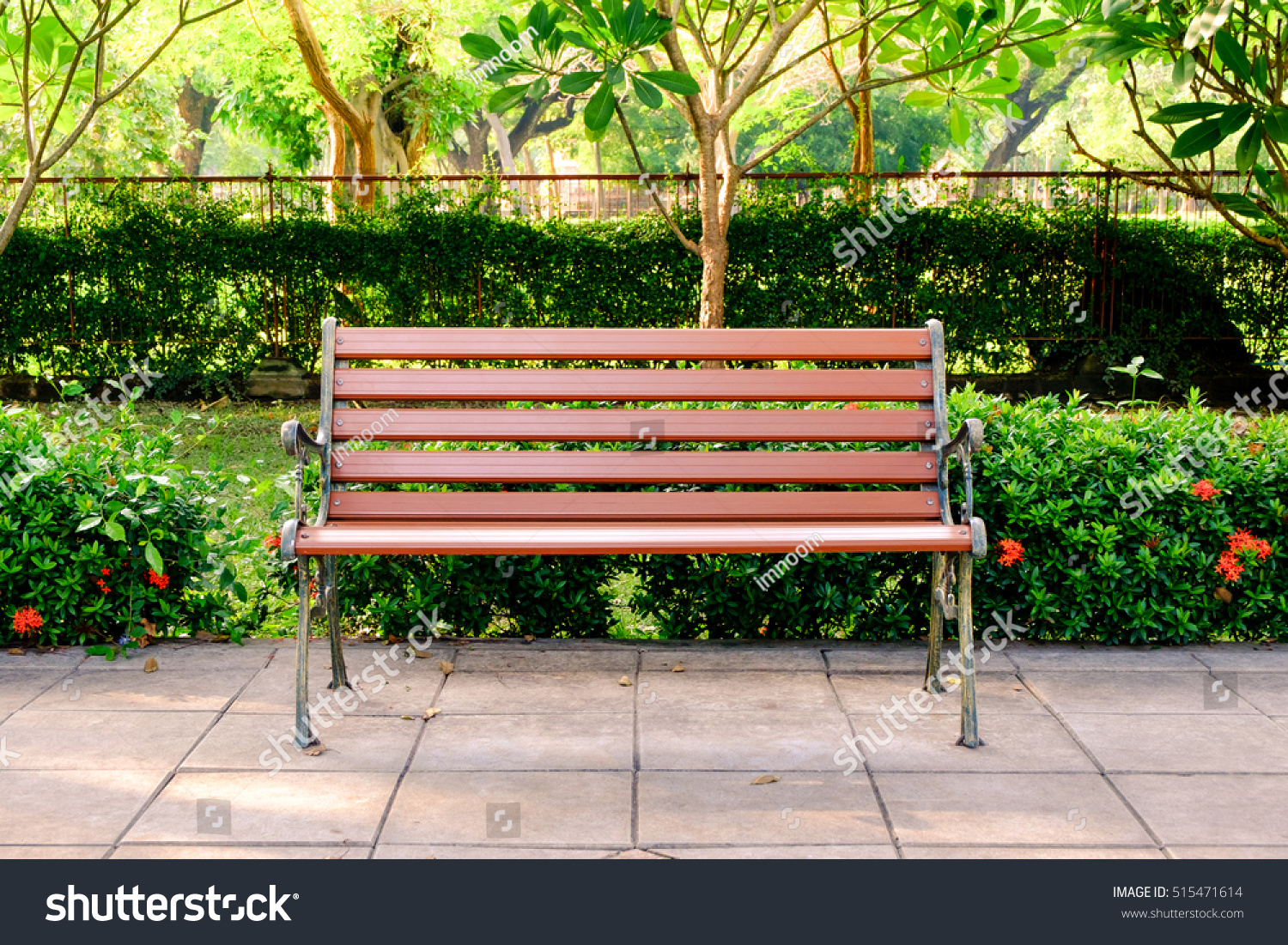 Wooden bench in the city park #515471614