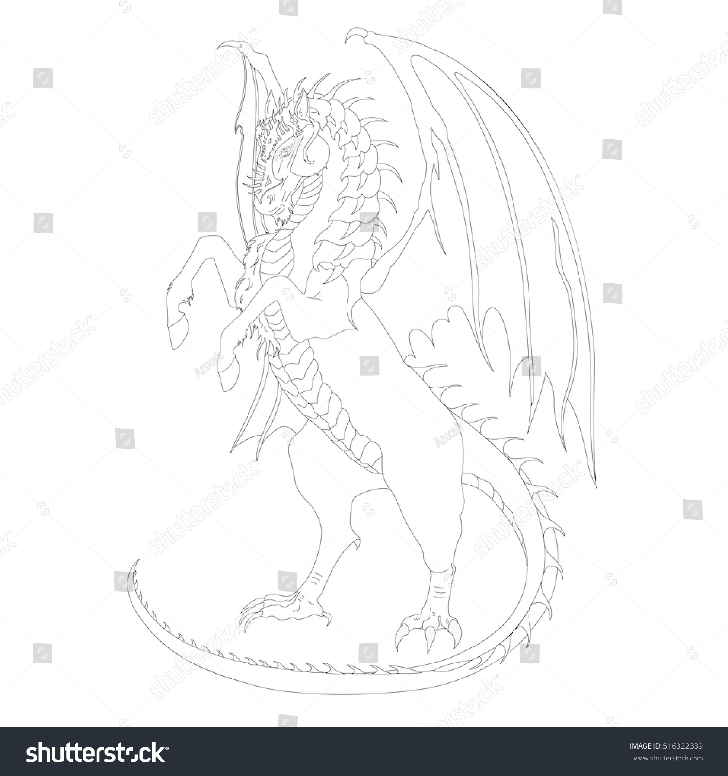 Vector outline illustration of mystical creature - Royalty Free Stock ...