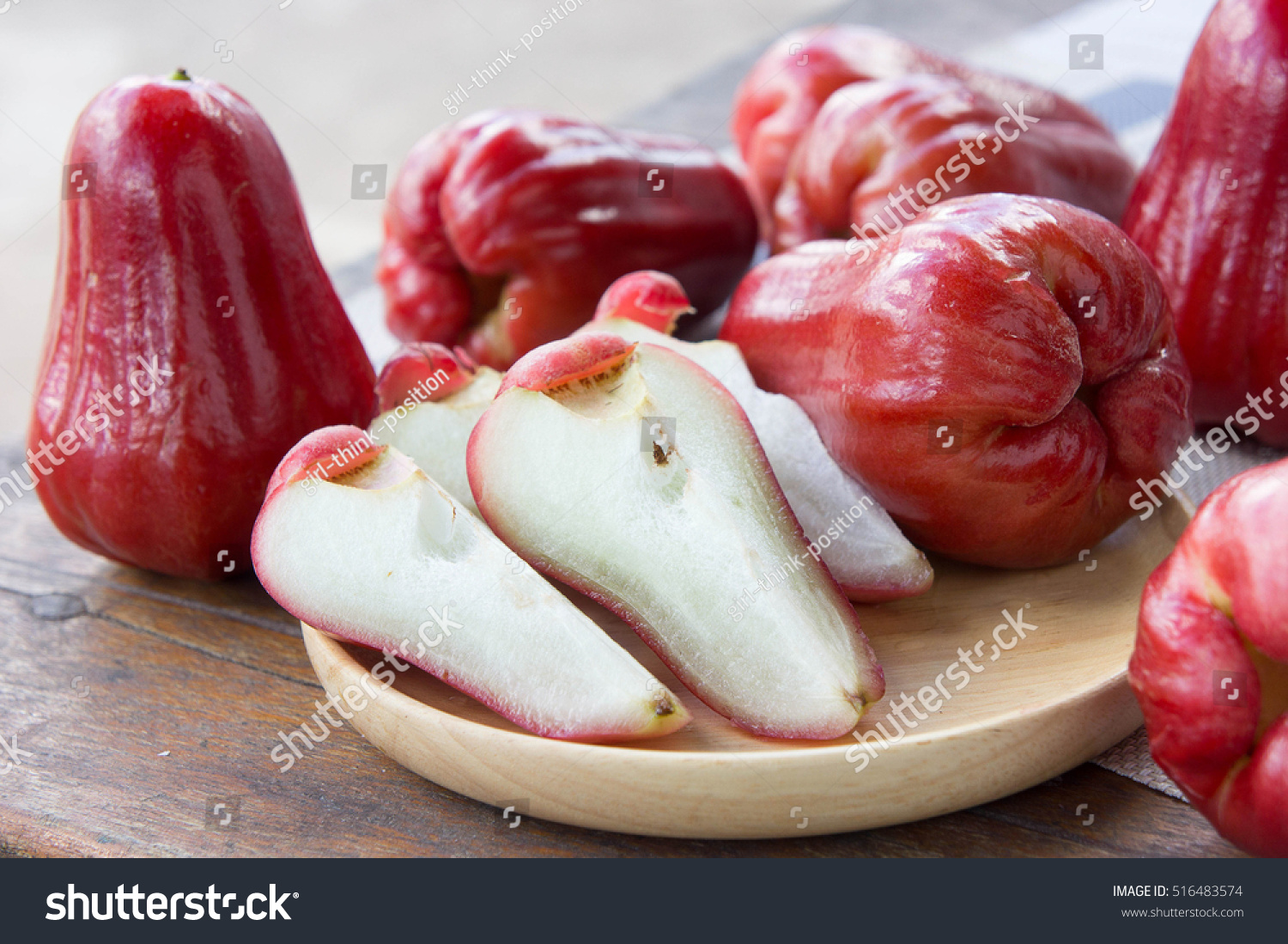 rose apple , Thailand apple fruit flavors of sweet red gloss.  rose apple on background #516483574