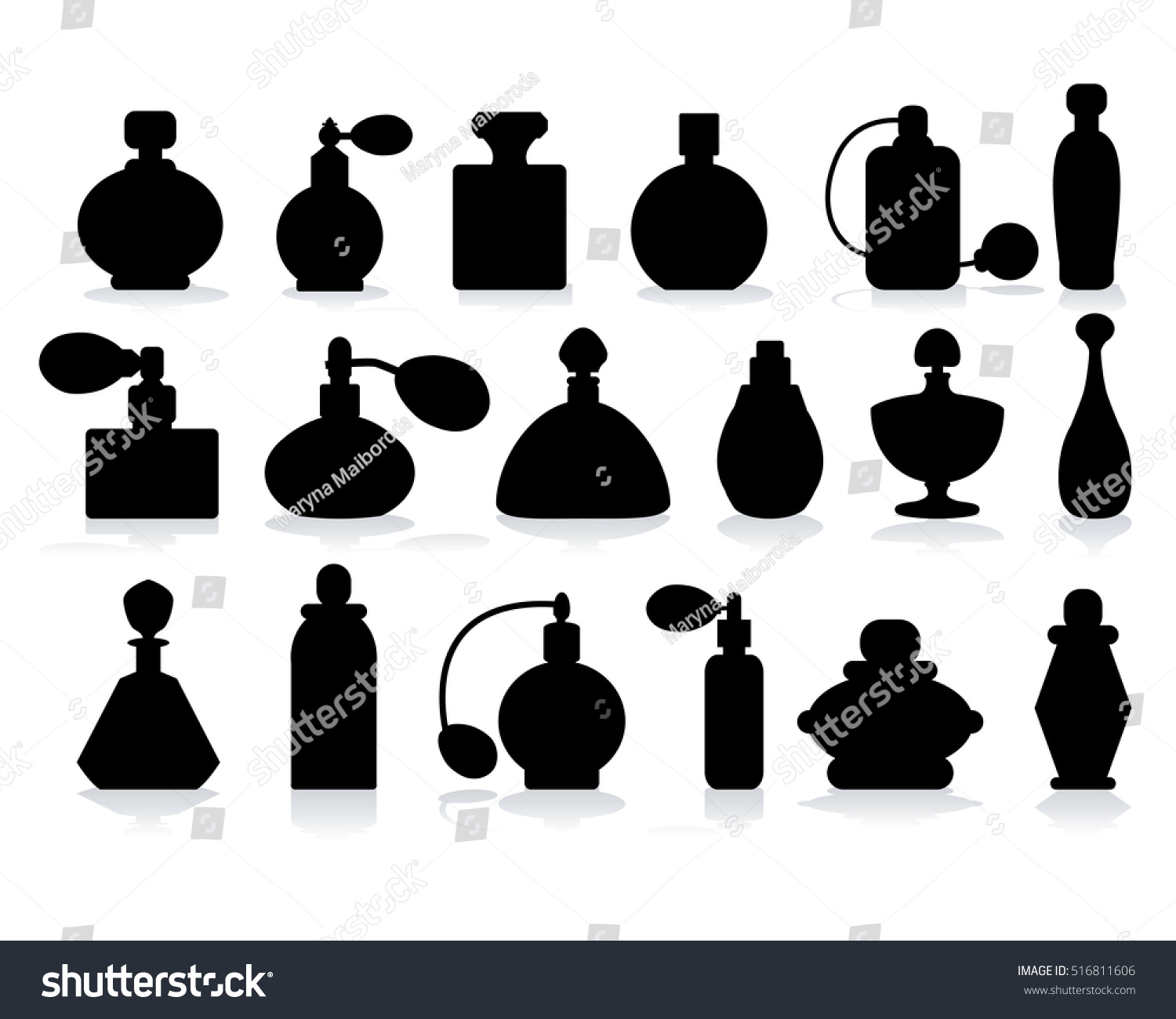 Vector Silhouette Of Perfume Bottle With Shadow Royalty Free Stock