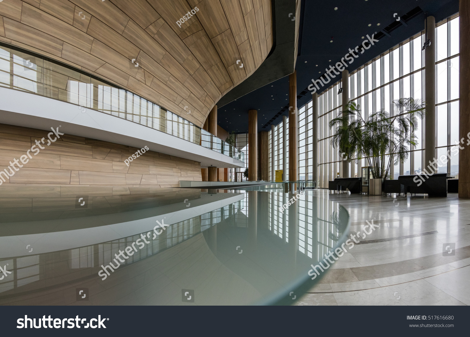 BUDAPEST, HUNGARY - NOVEMBER 17, 2016: Interior of the contemporary building Palace of Arts (MUPA). MUPA is the most popular music hall and cultural center in Budapest, officially opened in March 2005 #517616680