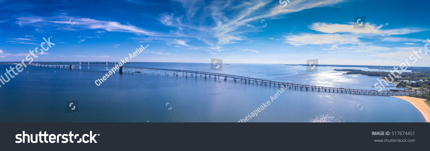 Panorama of the Chesapeake Bay Bridge near Annapolis, Maryland.
 #517674451