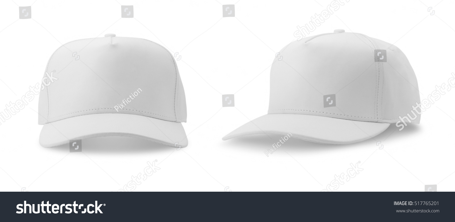 White baseball cap isolated on white background. front and side views. #517765201