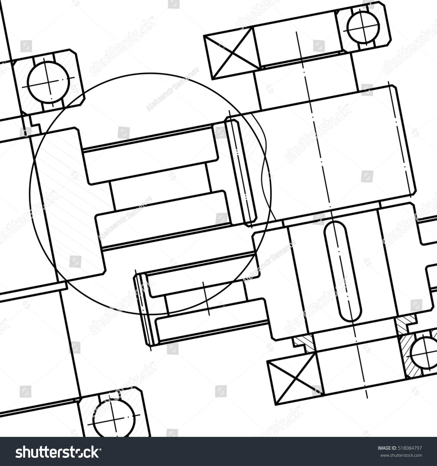 Mechanical Engineering drawing. Vector. #518084797