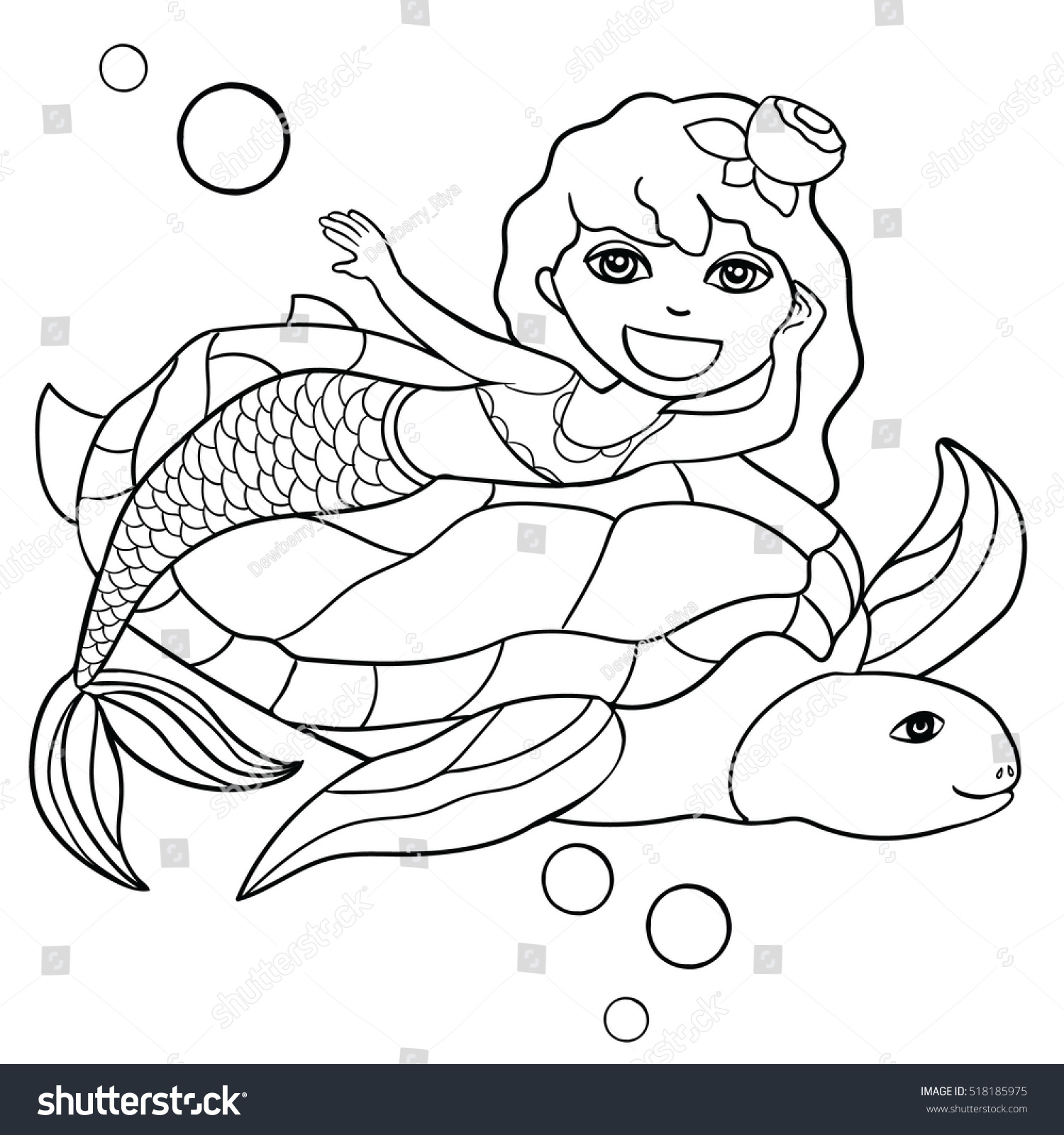 little mermaid outline