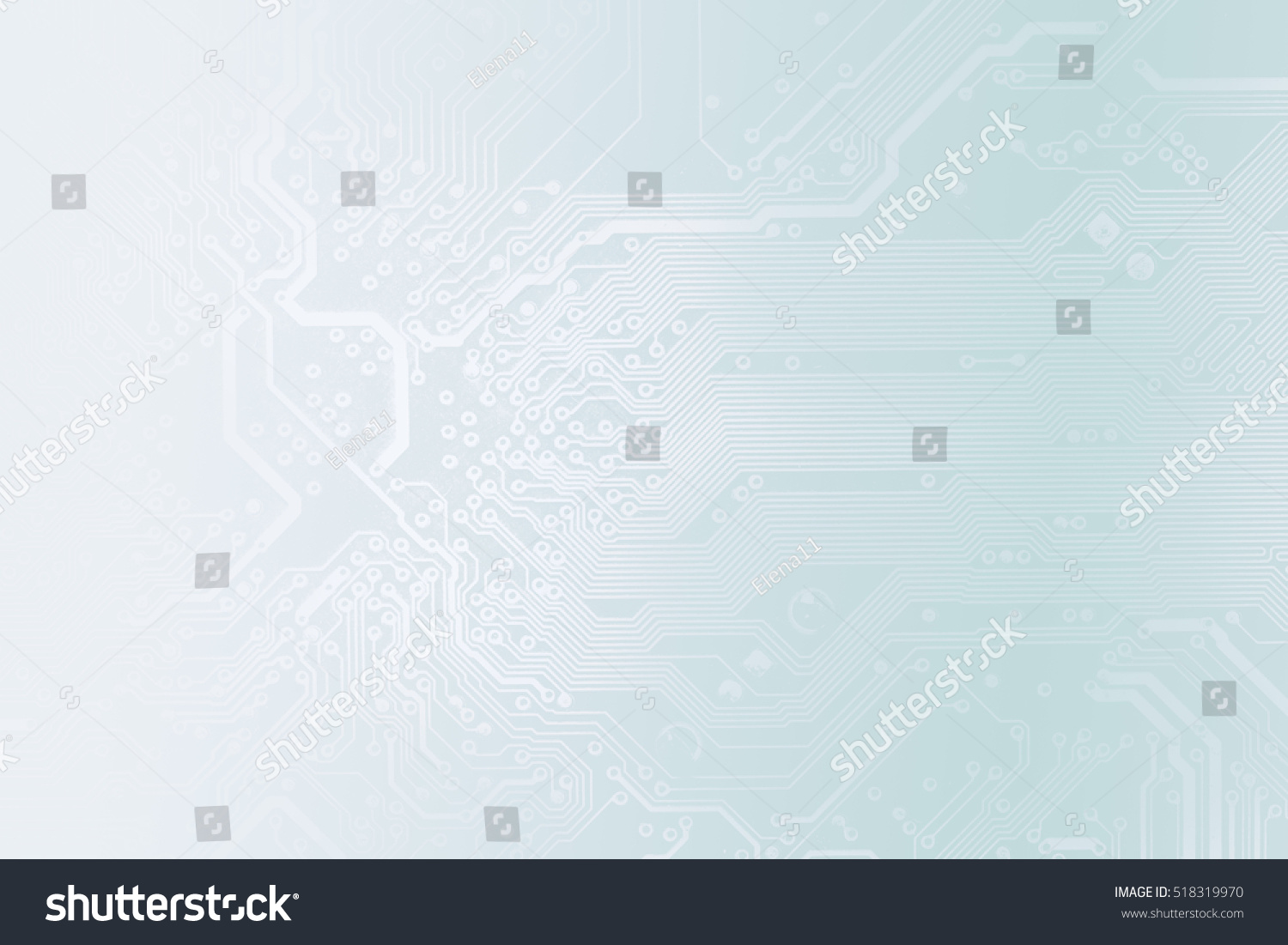 Detail of printed circuit board, in light blue tones, as a background for your business presentation #518319970