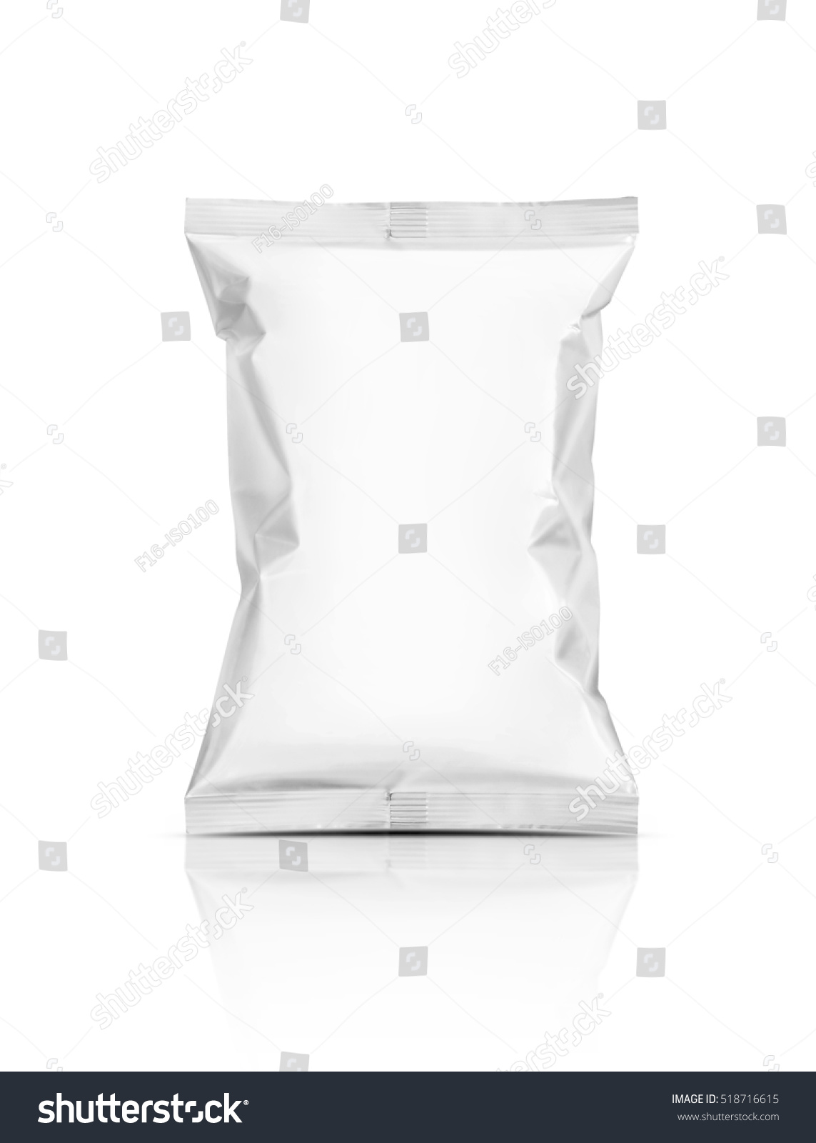 blank packaging snack pouch isolated on white background with clipping path ready for package design #518716615