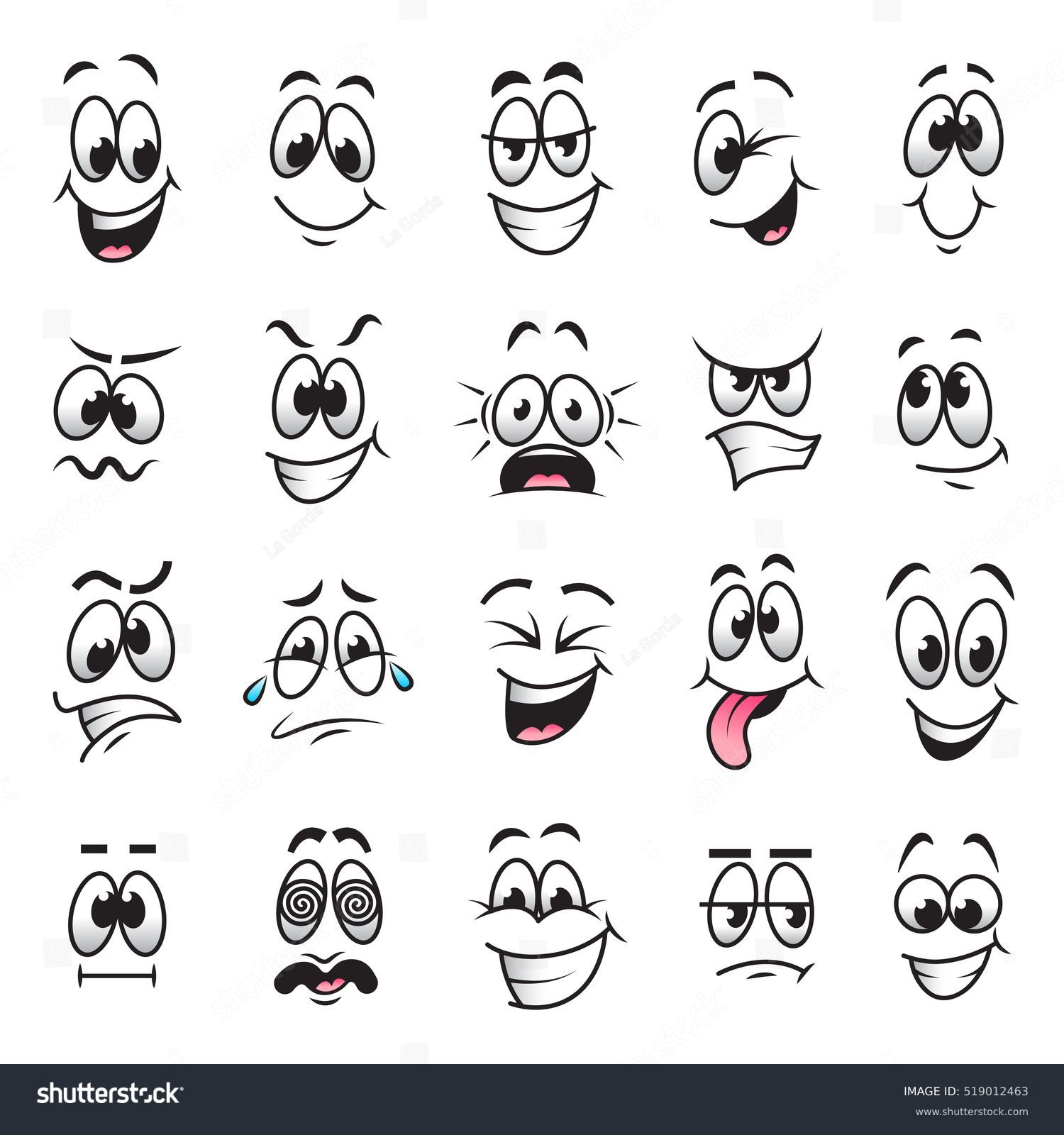 Cartoon faces expressions vector set #519012463