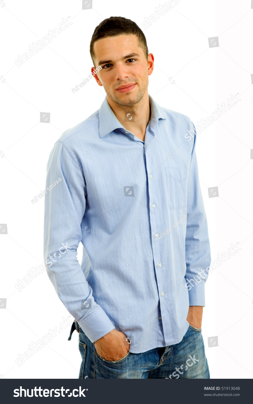 young casual man portrait in a white background - Royalty Free Stock ...
