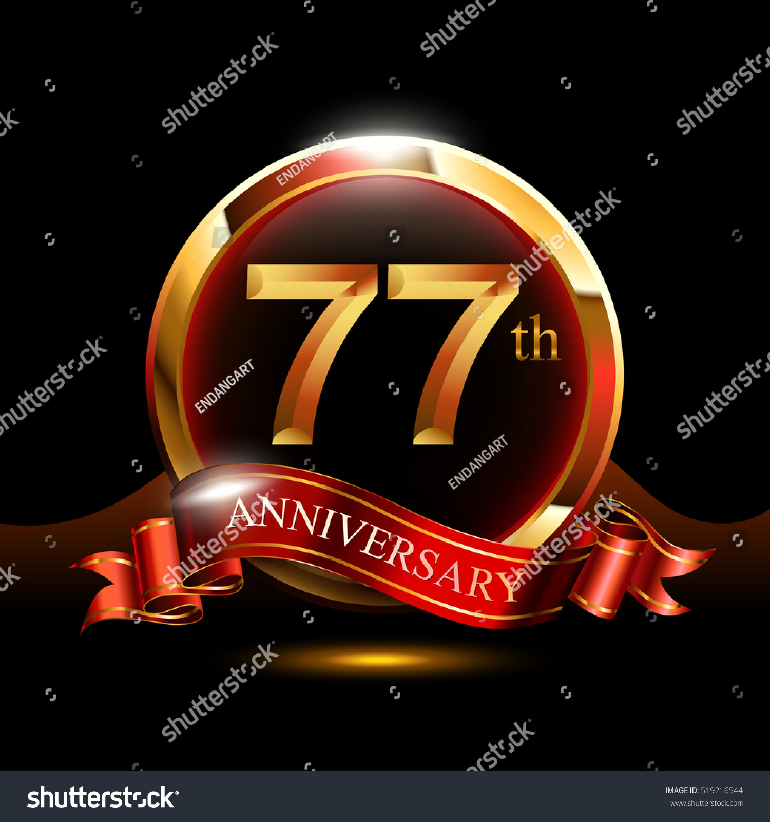 77th golden anniversary logo. with ring and red - Royalty Free Stock ...