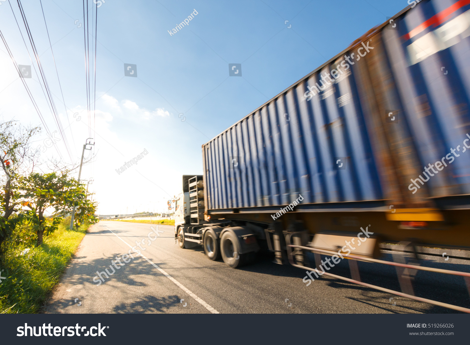 truck transport on the road with motion blur technique #519266026