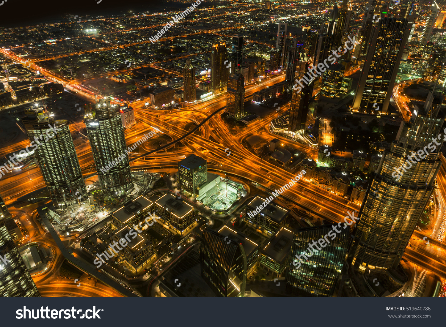 Dubai Night View. Panoramic view from Burj Khalifa tower. #519640786