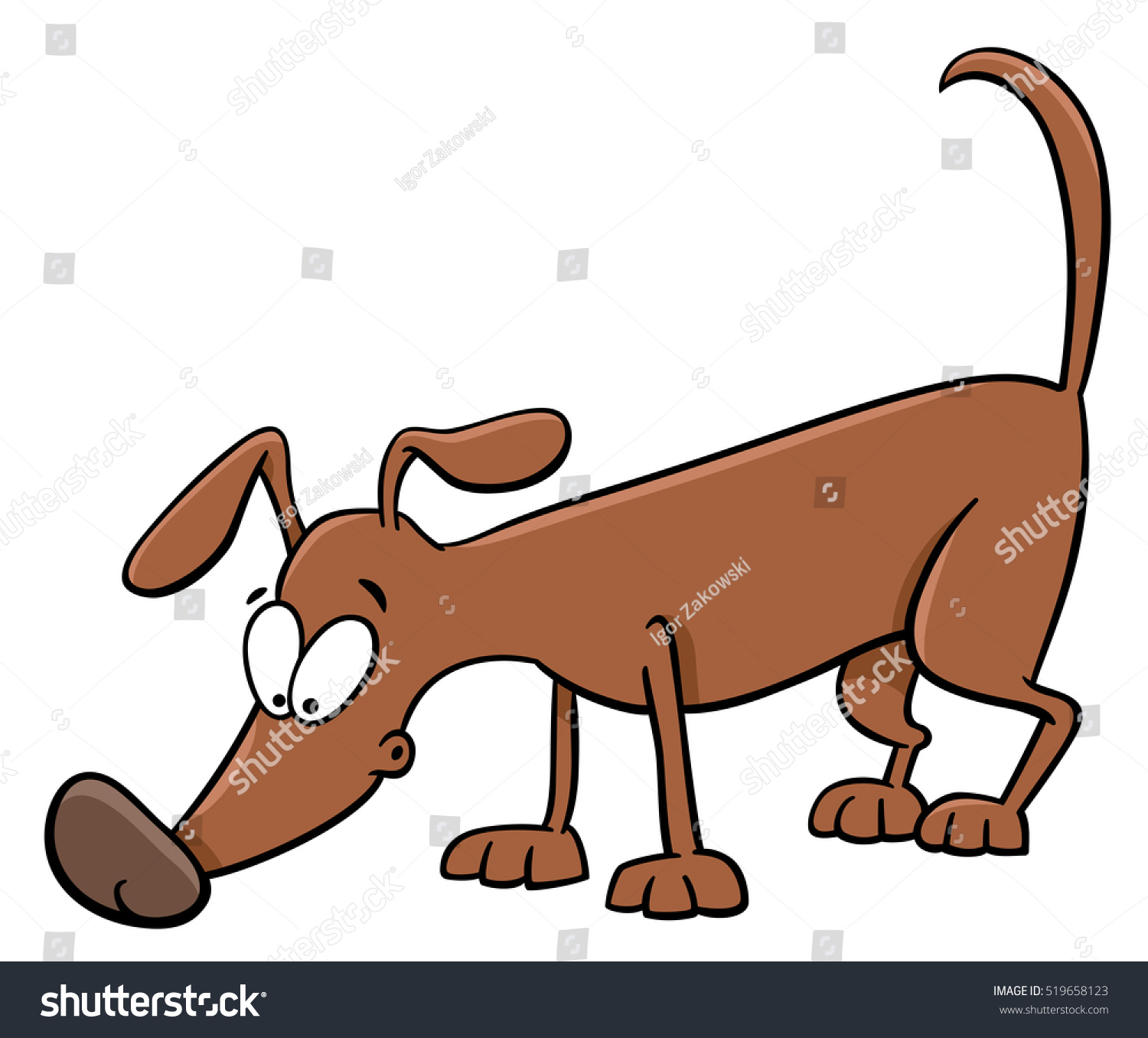 Cartoon Illustration of Sniffing Dog Animal - Royalty Free Stock Vector ...