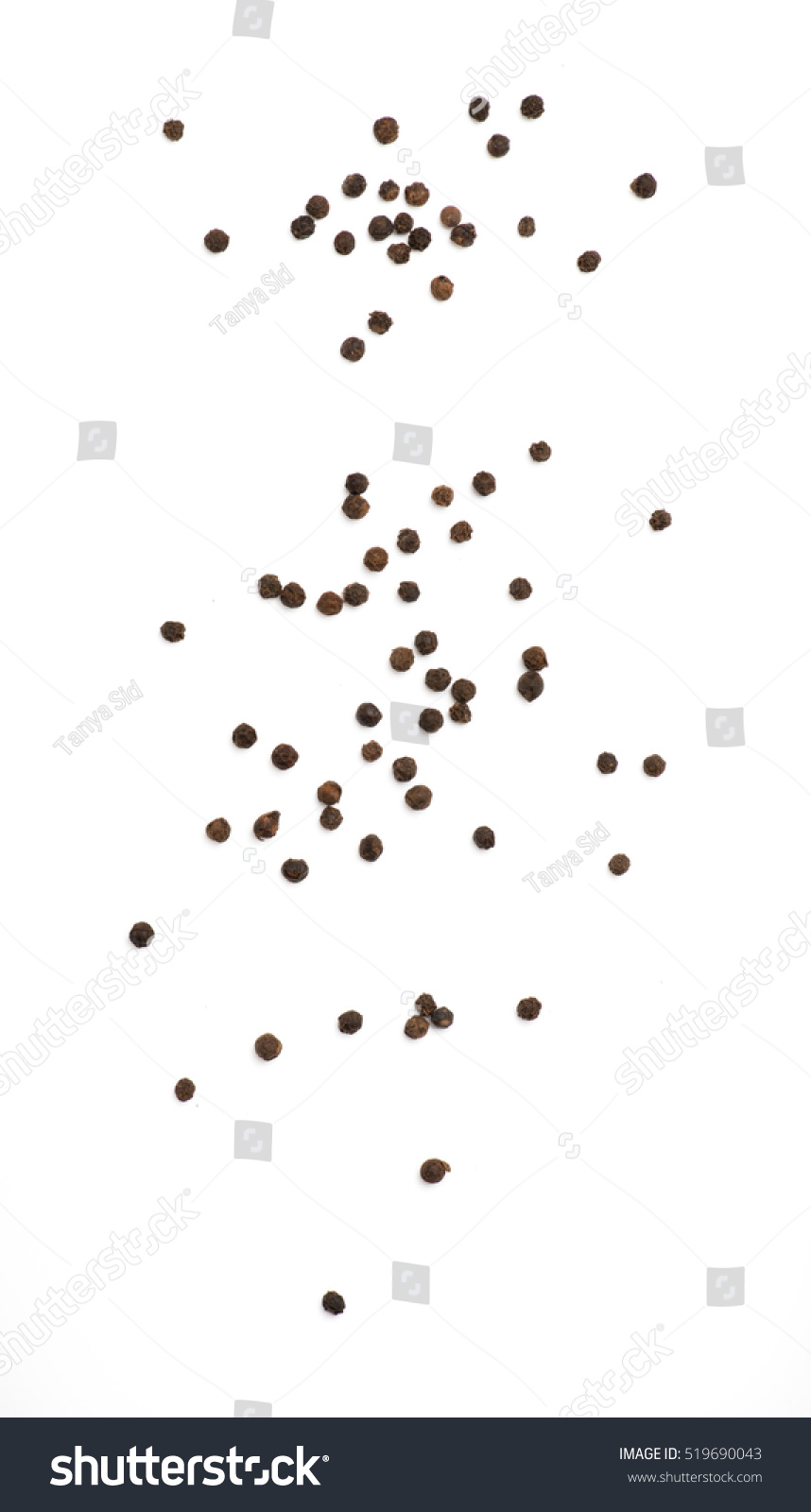 Black pepper isolated on white background. Spices. Top view. #519690043