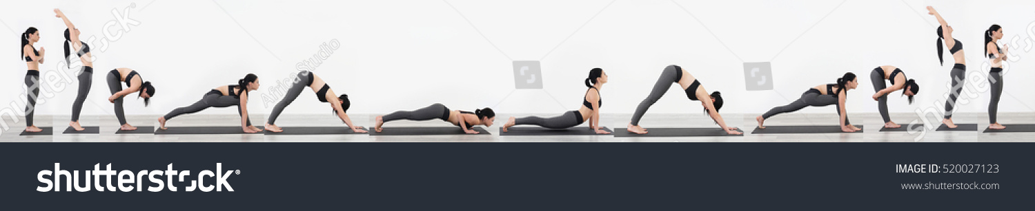 Young woman practicing yoga, white background. Sport concept. #520027123