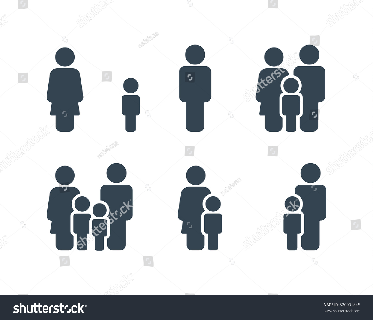 Family Icons Set. Vector . Flat Sign for using in the App, UI, Art, Logo, Web. #520091845