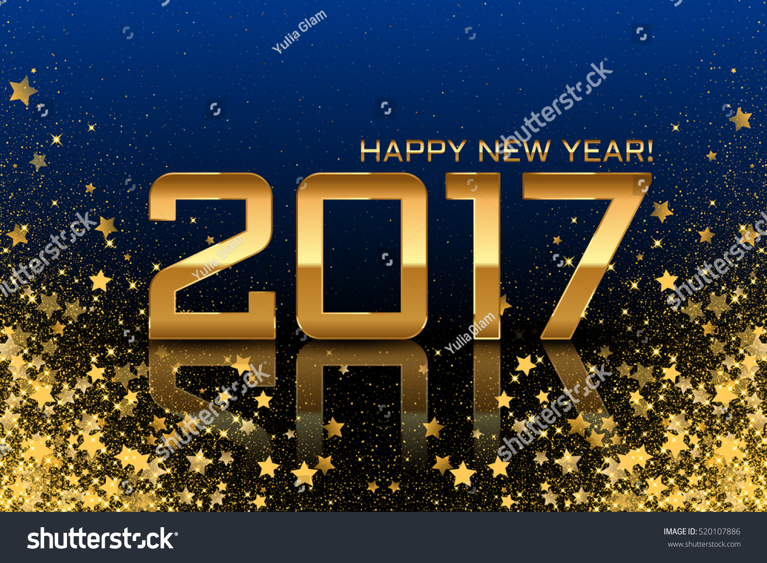Vector 2017 background with gold stars on blue background #520107886